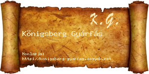 Königsberg Gyárfás névjegykártya